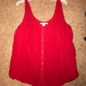 Red button up tank
